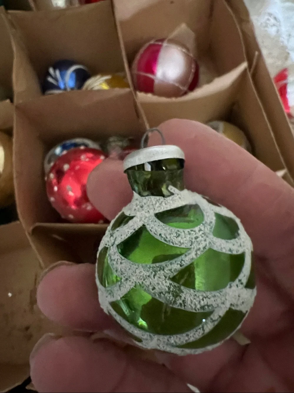 Incredible Lot Vintage Mercury glass indent flocked Christmas ornaments feather